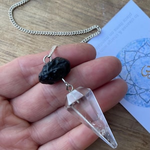 TEKTITE QUARTZ PENDULUM Large dowsing silver heavy dowser shaman pagan wicca chakra multi astral dimensional star seed