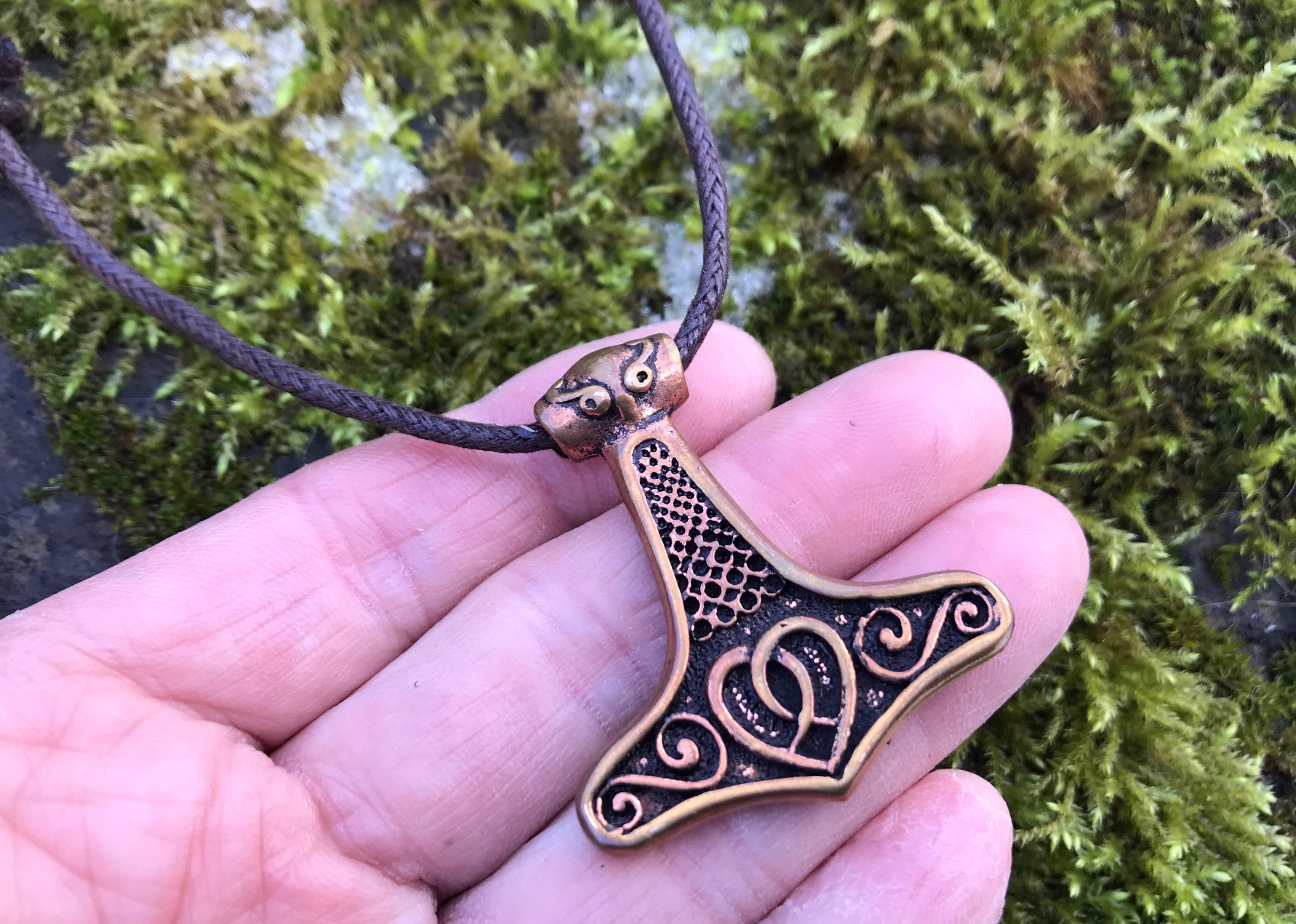 THORS HAMMER PENDANT solid bronze heart celtic pagan druid wiccan vegan scandinavian shamanic viking norse fertility