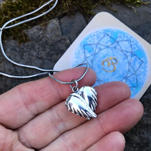 ANGEL WING Heart LOCKET Opening Pendant 