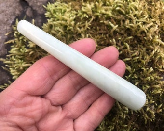 GREEN JADE WAND green jade Serpentine  100% natural genuine undyed authentic certified