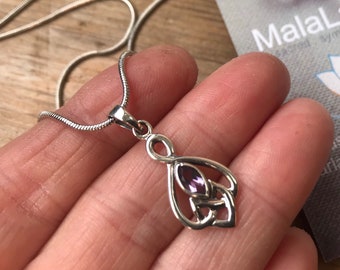 925 SILVER MOTHER CHILD baby pendant amethyst christening gift birth birthing doula gift baby shower