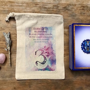 om MOON TAROT CARD bolsa bolsa arco iris universo oráculo cartas gaming diosa arte imprimir altar pagano druida regalo ético comercio justo algodón yute