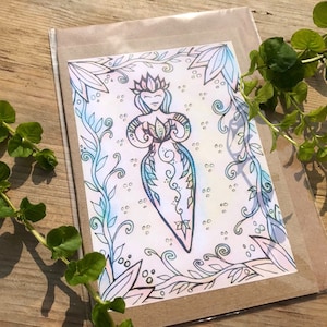 LOTUS GODDESS ART card Fiore Altare muro cartolina stampa yoga meditazione regalo Altare Magia