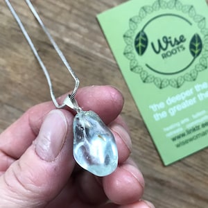 BLUE TOPAZ PENDANT fair trade ethical tumble stone pendant vegan Healing aura protect protection talisman amulet vegan cord vegan