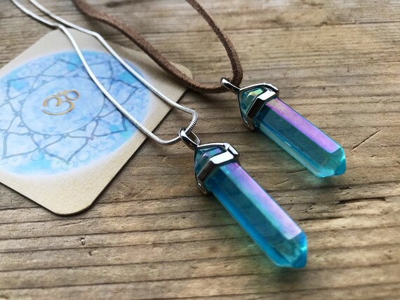 Donna Uomo Collana A Catena Pendente Gemma Naturale Pietra Quarzo Punto Esagonale Colonna A Pendolo Gioielli Chakra-opale - Foto 3