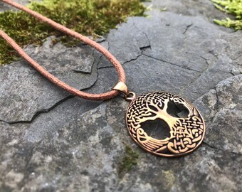 CELTIC TREE PENDANT mandala solid bronze talisman tree of life mandala nordic norse viking pagan druid wiccan knot work ooak gift