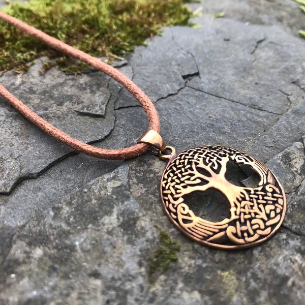 CELTIC TREE PENDANT mandala solid bronze talisman tree of life mandala nordic norse viking pagan druid wiccan knot work ooak gift