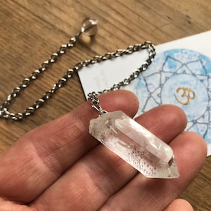 CLEAR QUARTZ PENDULUM dowsing silver raw heavy dowser amulet ceremonial shaman pagan wicca chakra rough point 20-30mm a grade
