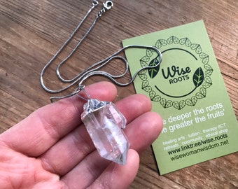 large CLEAR QUARTZ TWIN point silver pendant master healing wand geode raw druzy crystal Healing tantric twin twin flame