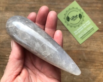 large Clear QUARTZ WAND MASSAGER brazilian 100% natural genuine undyed authentic certified massage acupressure