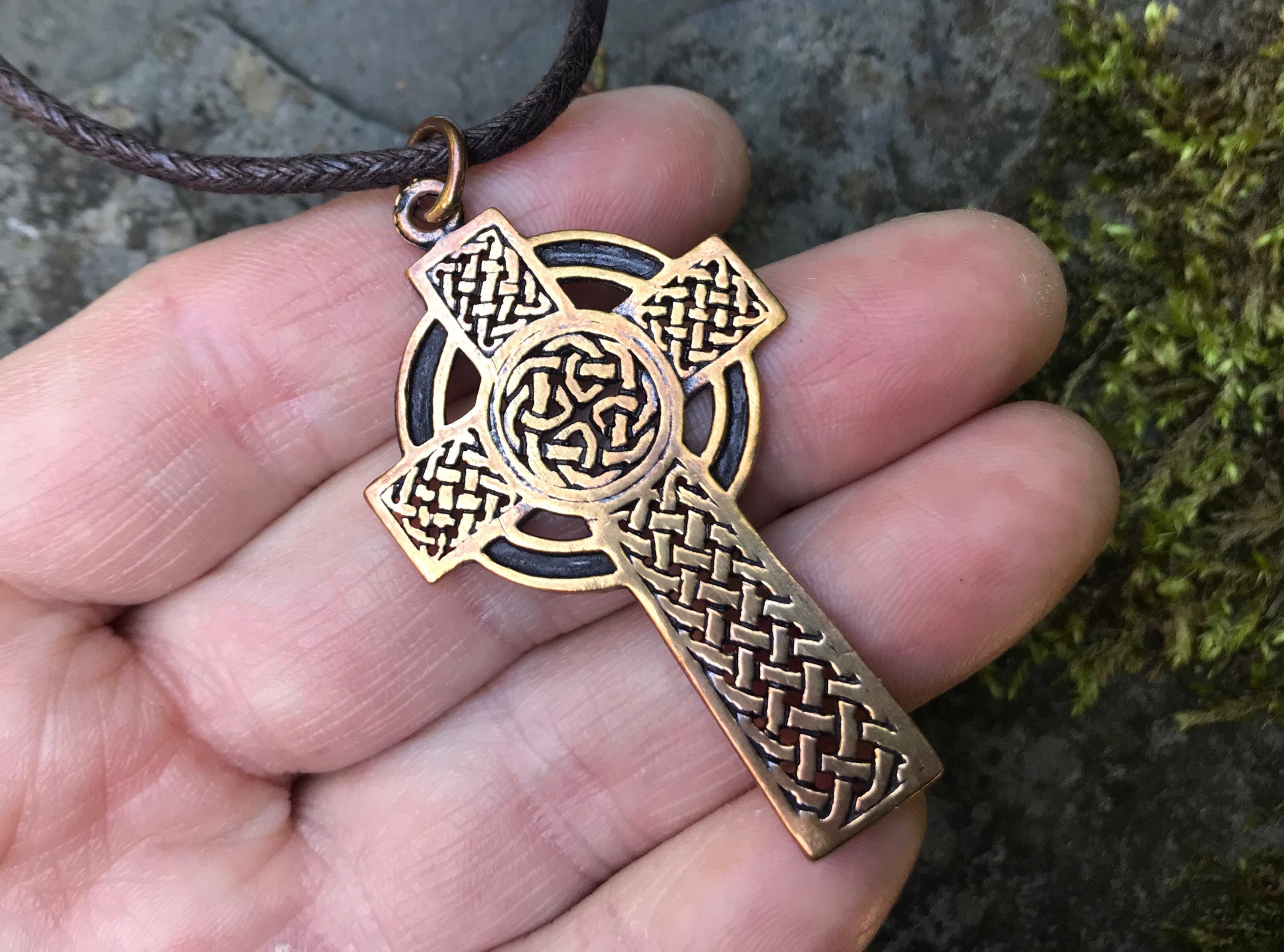 CELTIC CROSS PENDANT Solid Bronze 