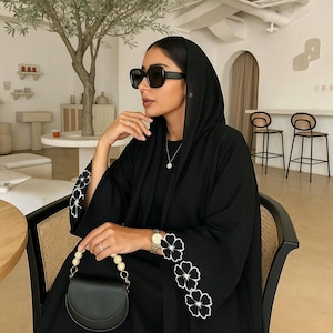 Linen Open Abaya, Dubai Abaya, Abaya for Woman, Everyday Casual Abaya, Kimono Kaftan, Eid Abaya, Modest Black Dress 2025
