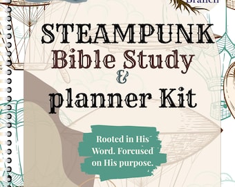 Kit de estudio bíblico y planificador Steampunk / Diario GoodNotes / Planificador de fe digital / Plantillas / Cristiano (PDF)