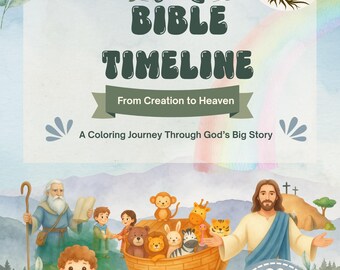 Libro para colorear imprimible con la cronología bíblica y devocionales familiares (PDF)