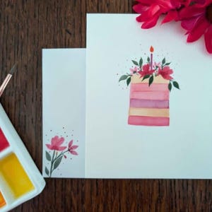 Cartes de voeux vierges originales, peintes à la main, aquarelle Enveloppe peinte incluse. 4,5 x 5,75 pouces. Livraison gratuite aux États-Unis.
