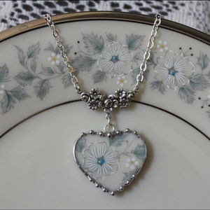 Broken China Jewelry, Lenox Windsong Heart Pendant Necklace....My Wedding China