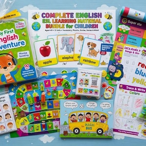Complete English ESL learning material bundle for children with worksheets, audiobooks, and grammar activities for teaching kids English