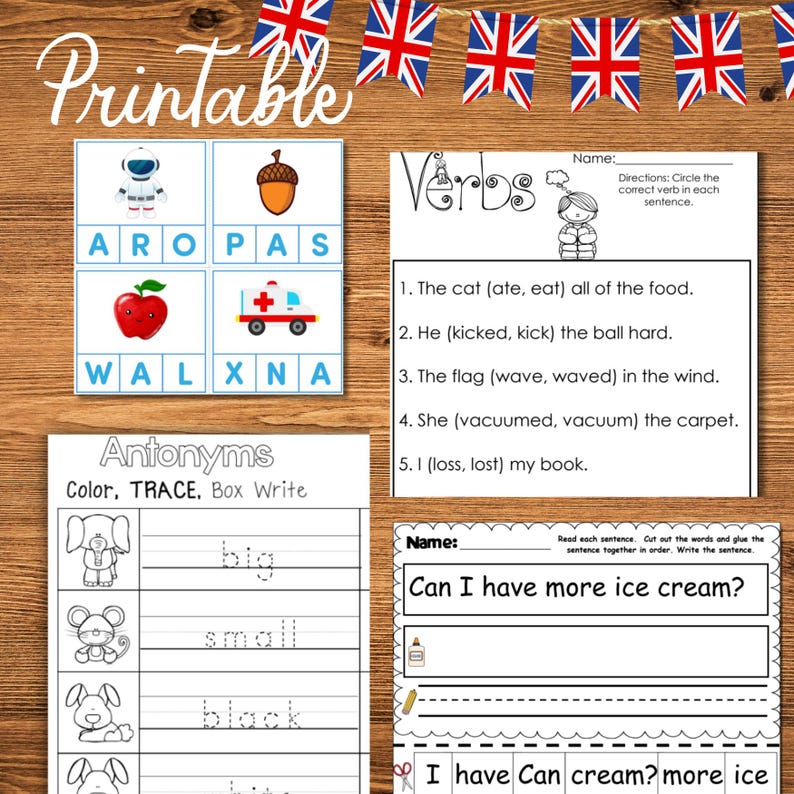 Complete English ESL learning material bundle for children with worksheets, audiobooks, and grammar activities for teaching kids English
