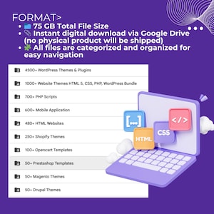 Ultimate Developer Bundle | 7000+ HTML, Css, WordPress Themes, PHP Scripts, Shopify, Prestashop, Magento Templates, MobileApps | 75GB files