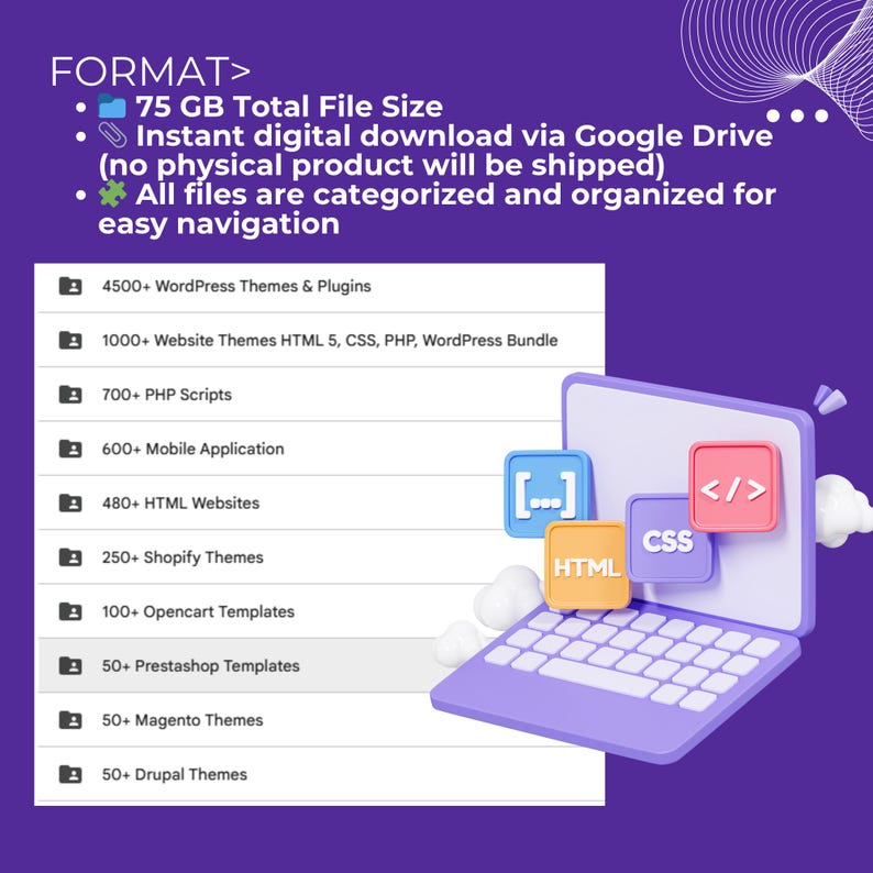 Ultimate Developer Bundle | 7000+ HTML, Css, WordPress Themes, PHP Scripts, Shopify, Prestashop, Magento Templates, MobileApps | 75GB files