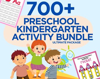 700+ Ultimate Preschool and Kindergarten Activities Bundle Flashcards, Math, Tracing Coloring, Holiday Crafts & Fun Teaching material
