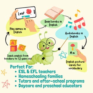 Complete English ESL learning material bundle for children with worksheets, audiobooks, and grammar activities for teaching kids English