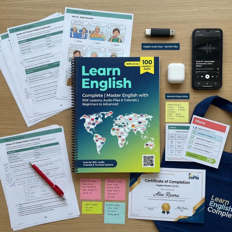 Learn English Complete Package for TOEFL | Master English with PDF Lessons, Audio Files, Video Tutorials |  Beginners to Advanced