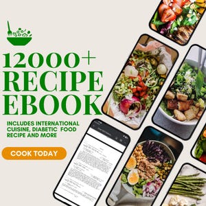 12.000 receitas eBook com bônus Recipe Pics Bundle Refeições saudáveis, rápidas, sobremesas, cozinha internacional e muito mais para todas as necessidades culinárias