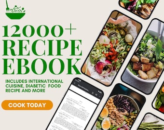12,000 Recipe eBook with bonus Recipe Pics Bundle Healthy, Quick Meals, Desserts, International Cuisine, & More for Every Cooking Need