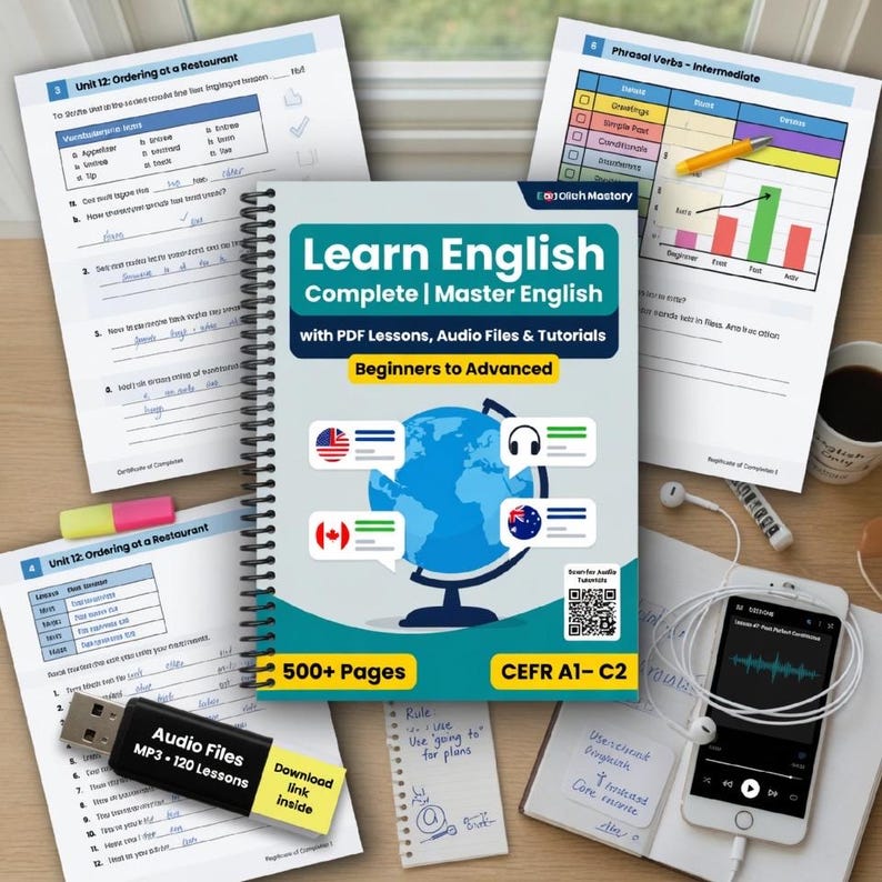 Learn English Complete Package for TOEFL | Master English with PDF Lessons, Audio Files, Video Tutorials |  Beginners to Advanced
