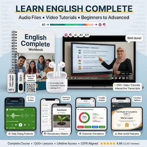 Learn English Complete Package for TOEFL | Master English with PDF Lessons, Audio Files, Video Tutorials |  Beginners to Advanced