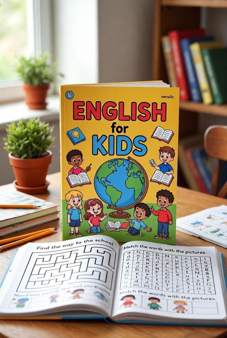 Complete English ESL learning material bundle for children with worksheets, audiobooks, and grammar activities for teaching kids English