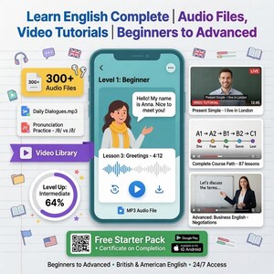Learn English Complete Package for TOEFL | Master English with PDF Lessons, Audio Files, Video Tutorials |  Beginners to Advanced