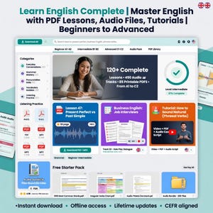 Learn English Complete Package for TOEFL | Master English with PDF Lessons, Audio Files, Video Tutorials |  Beginners to Advanced