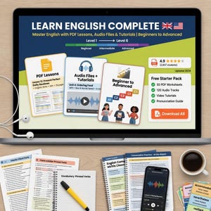 Learn English Complete Package for TOEFL | Master English with PDF Lessons, Audio Files, Video Tutorials |  Beginners to Advanced