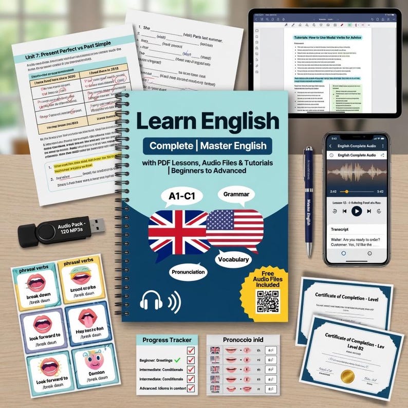 Learn English Complete Package for TOEFL | Master English with PDF Lessons, Audio Files, Video Tutorials |  Beginners to Advanced