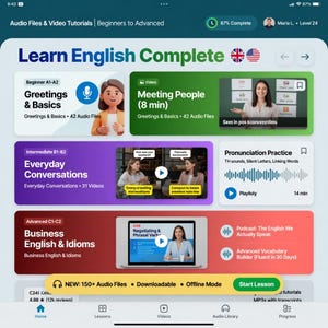 Learn English Complete Package for TOEFL | Master English with PDF Lessons, Audio Files, Video Tutorials |  Beginners to Advanced