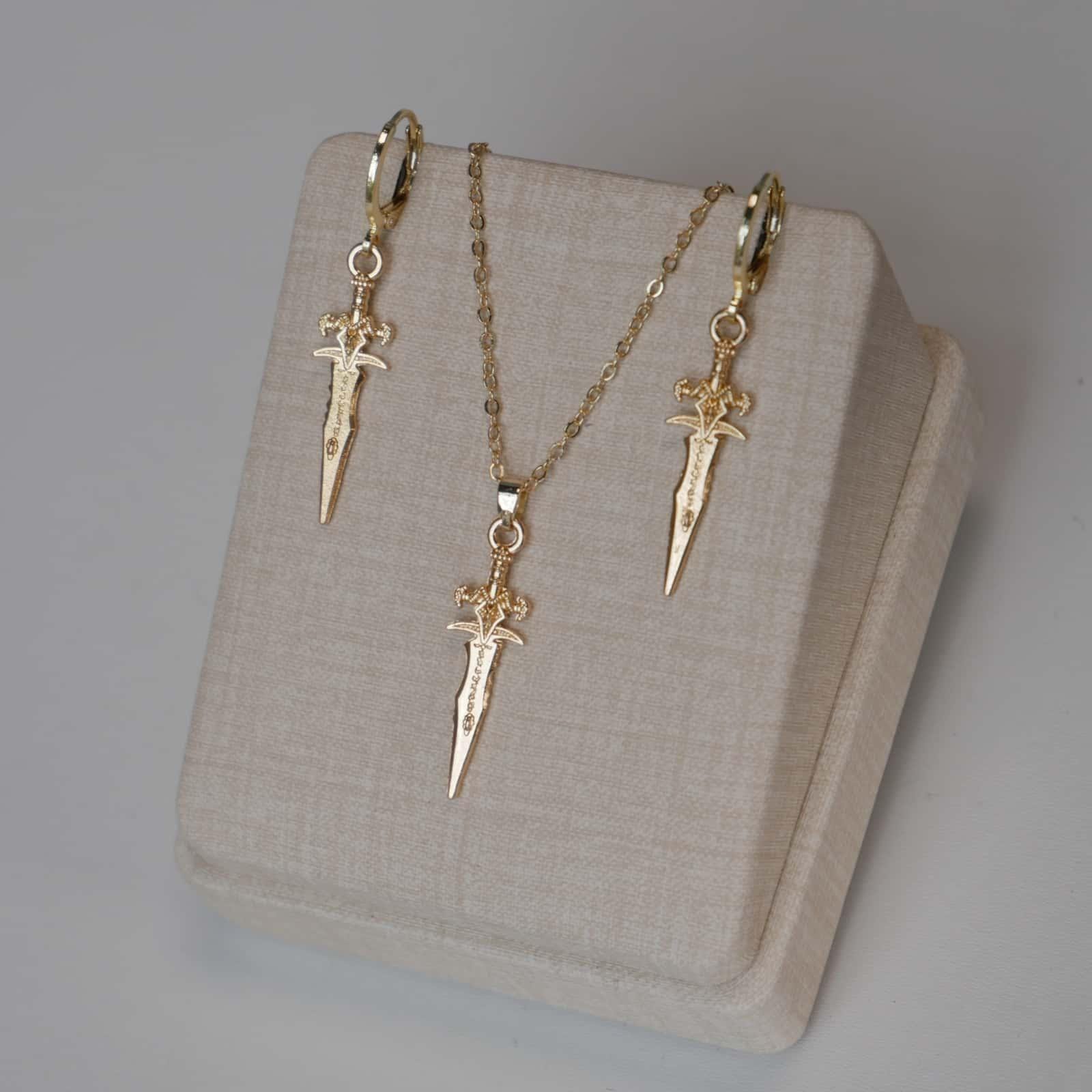 Sword Earrings Sword Necklace Gold/silver Sword Hoop