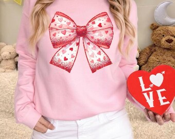 Sweatshirt met valentijnsstrik: retro coquette-shirt