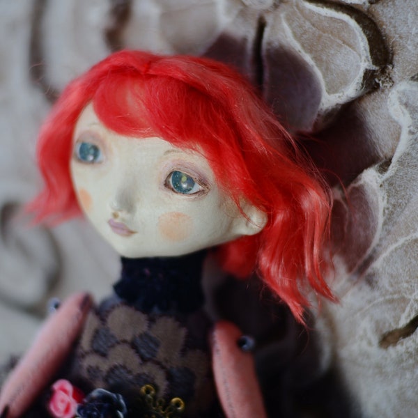 Handmade original Art Doll ROSIE vintage with handmade eyes