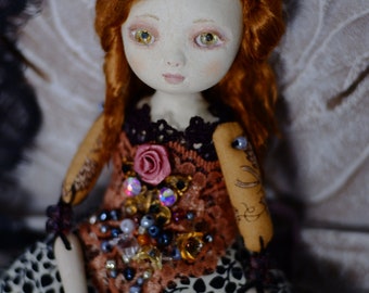 Ooak Art Doll CAITLIN vintage shabby look with soft body