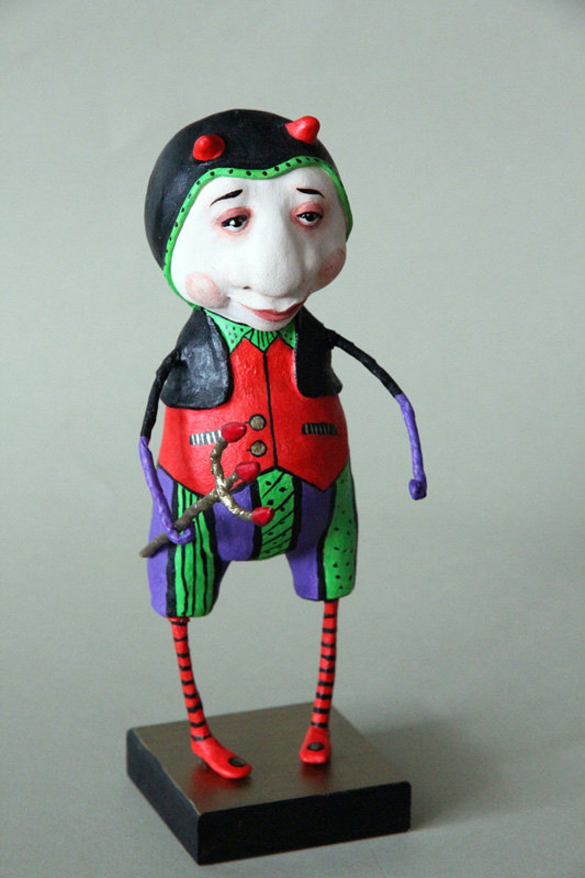 Doll Cute Halloween Devil Clay Figurine Craft Etsy