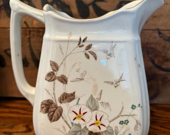 Beautiful Ironstone Pitcher by Alfred Meakin with the Morning Glory Pattern