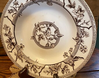 Vintage Ironstone Transferware Bowl by J F Wileman in Wildflower Pattern