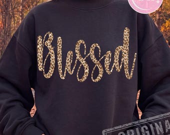 Blessed PNG Leopard Script Christian Faith Sublimation Design Trendy Religious Digital Download