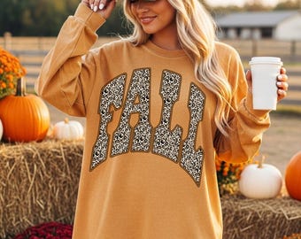 Fall PNG, Retro Leopard Fall Shirt Design, Autumn Sublimation PNG, Neutral Fall Graphic, Cozy Season Digital Download