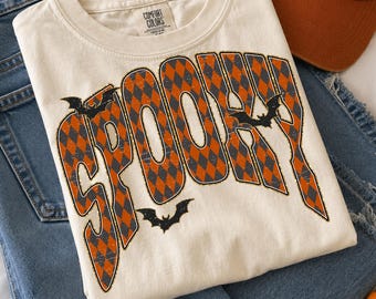Spooky PNG | Retro Halloween Harlequin, Spooky Season Digital Download