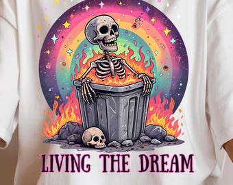 Dumpster Fire Skeleton Clipart: Sarcastic Funny Quote Design (SVG PNG)