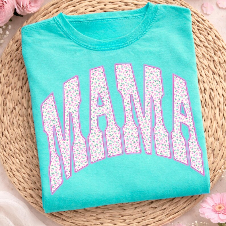 Mama Floral Varsity PNG, design coquette rose, graphique à sublimation maman tendance (téléchargement numérique) image 2