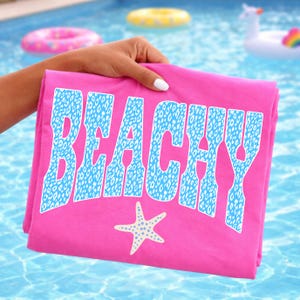 Beachy Blue Leopard Varsity PNG, Starfish Summer Graphic (Digital Download)